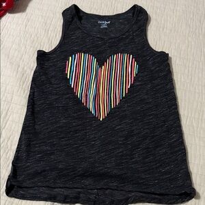 Cat & Jack Charcoal Tank Top with Striped Heart Size Large 10/12
